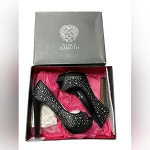 Vince Camuto Sky High Platform Bedazzled Heels Size 7/37 NIB